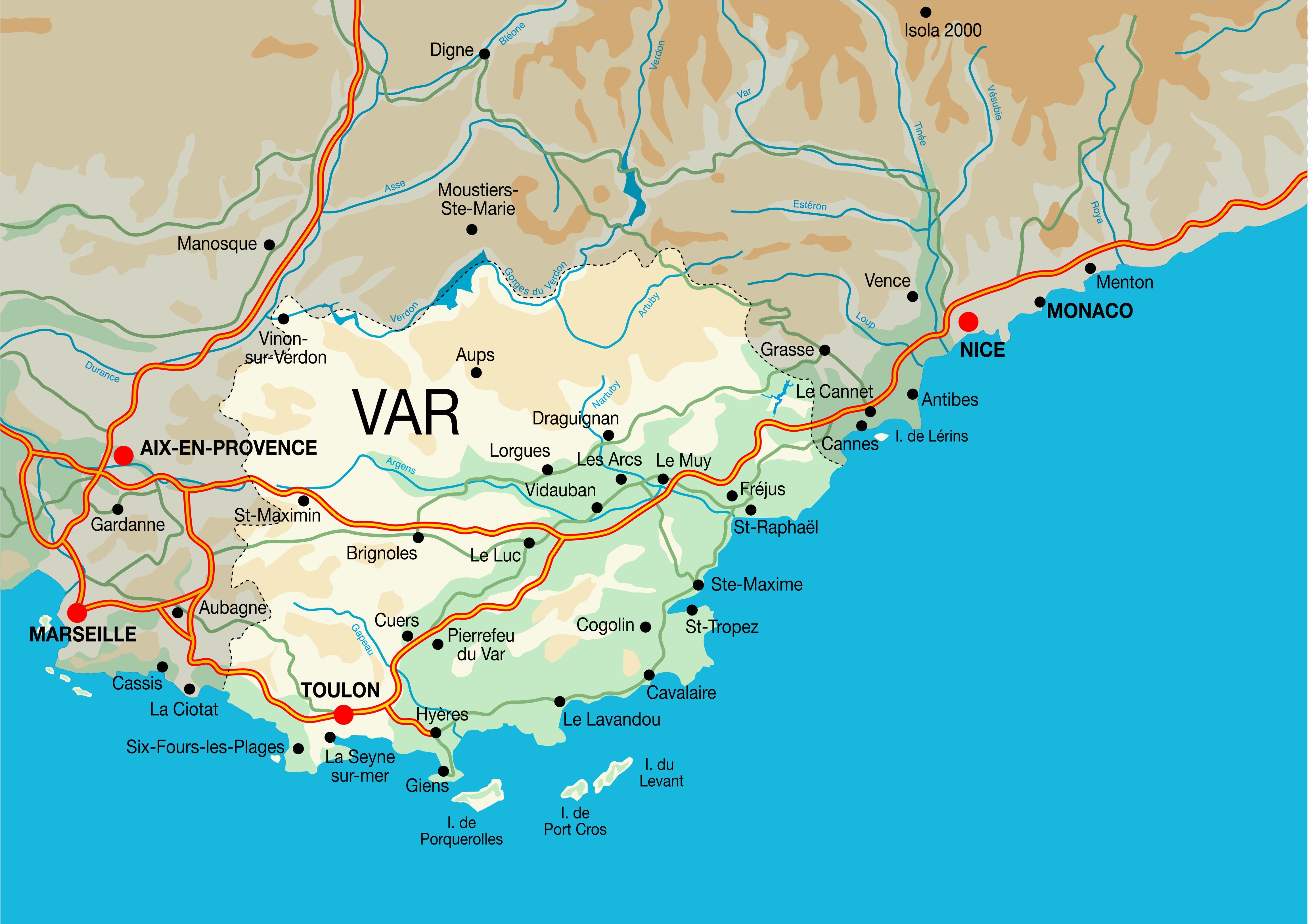 Map of the Var in Provence, France