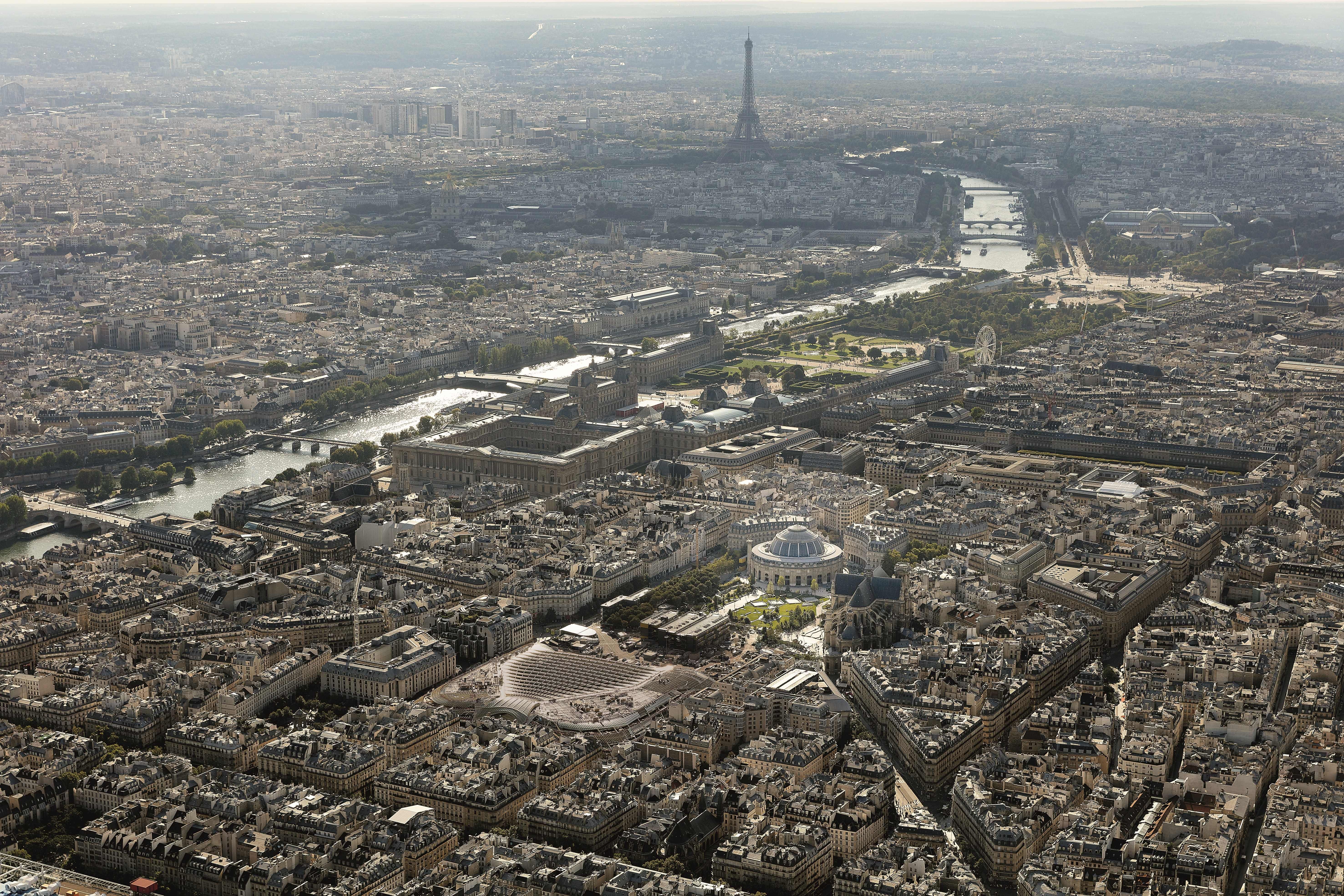 Aerial view of the Bourse de Commerce – Pinault Collection in Paris